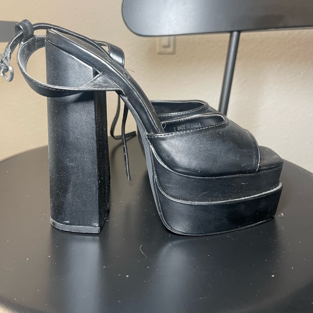 Black nasty gal platform heels